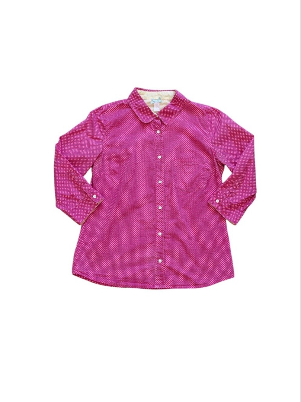 DownEast Pink Polka Dot Button-Up Shirt Size M